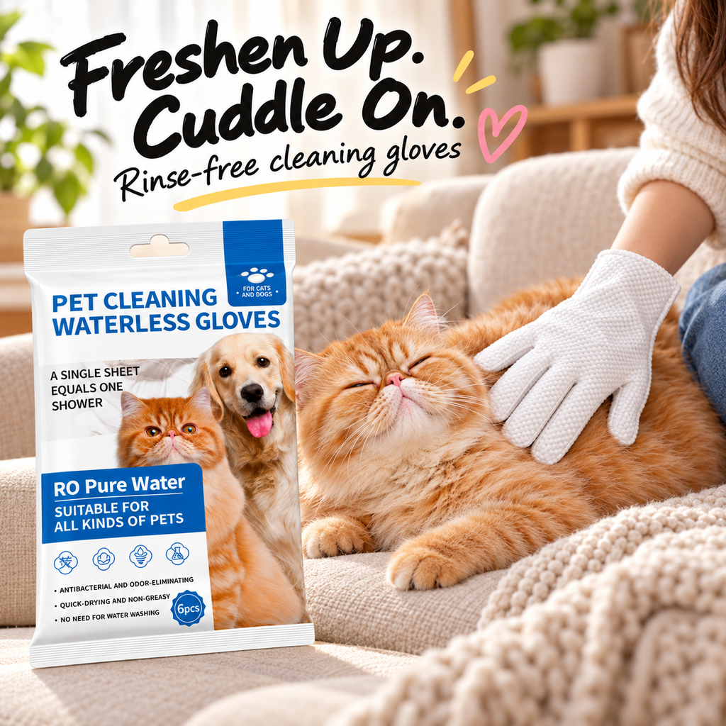 Waterless Pet Cleaning Gloves – Rinse-Free for Cats & Dogs