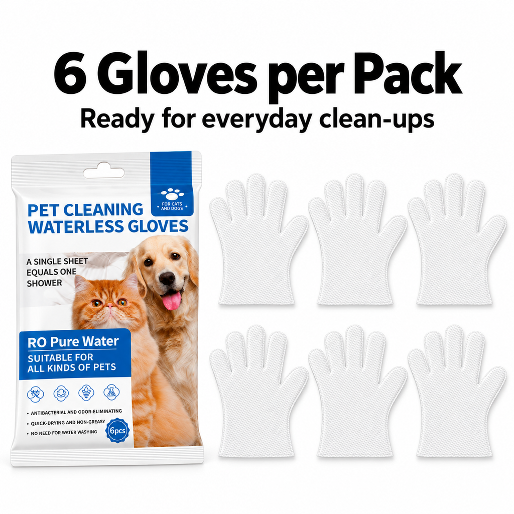 Waterless Pet Cleaning Gloves – Rinse-Free for Cats & Dogs