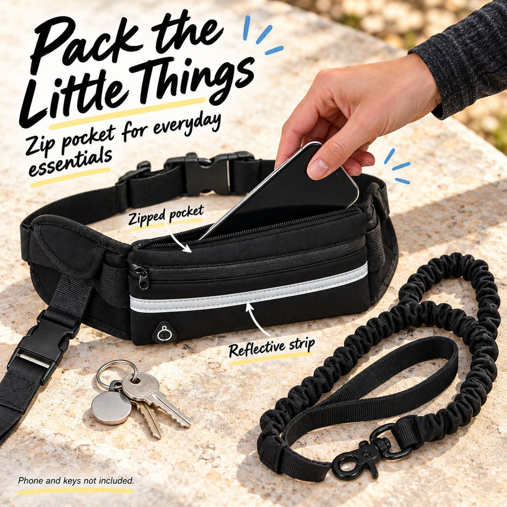 2-in-1 Hands-Free Dog Running Lead & Waist Pack