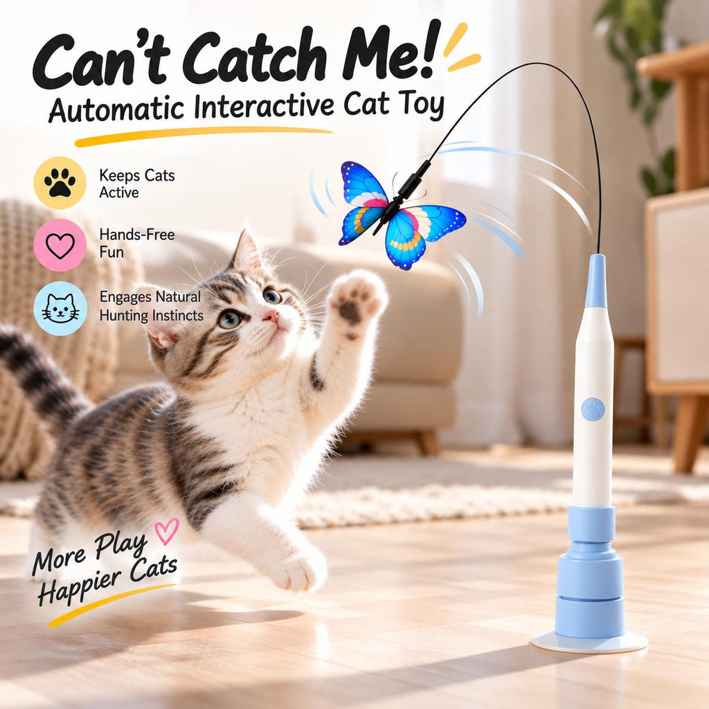 Automatic Butterfly Cat Toy – Rechargeable 2-in-1 Teaser
