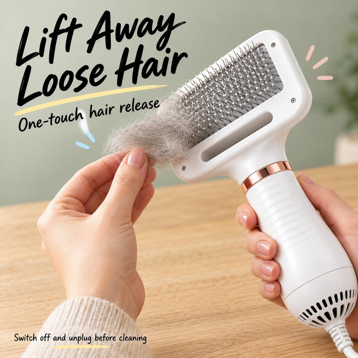 2-in-1 Pet Hair Dryer & Grooming Brush – 300W Low-Noise