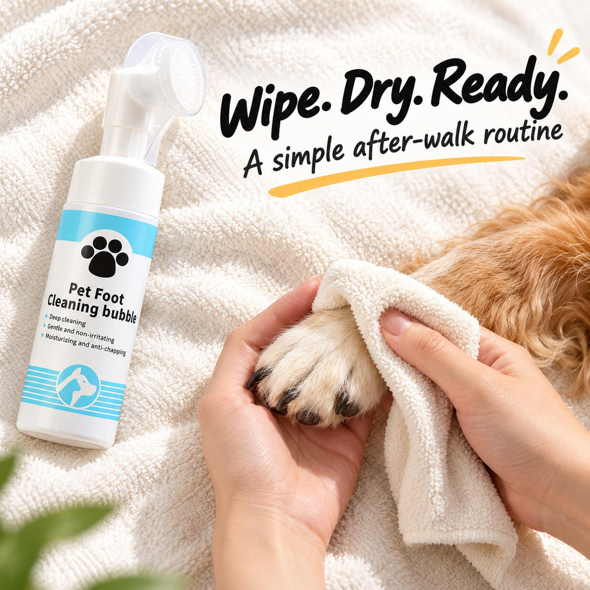 Pet Paw Cleaning Foam – Rinse-Free with Silicone Brush