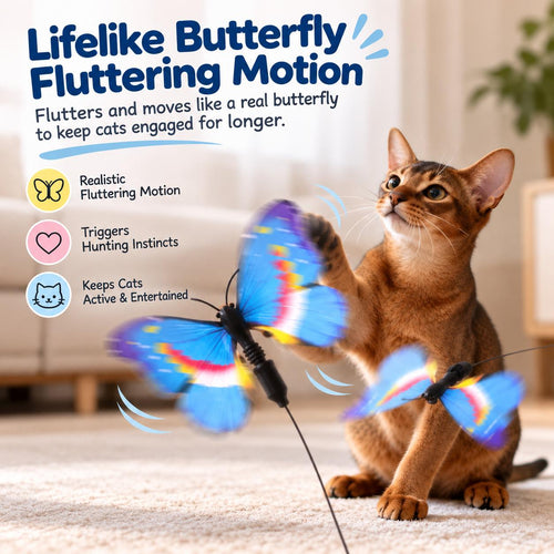 Automatic Butterfly Cat Toy – Rechargeable 2-in-1 Teaser