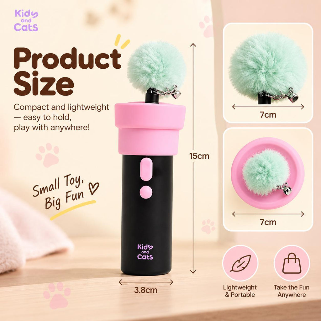 Interactive Cat Toy Launcher – Retractable Pom Pom & Bell