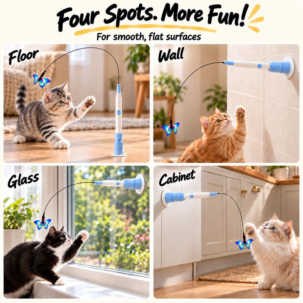 Automatic Butterfly Cat Toy – Rechargeable 2-in-1 Teaser