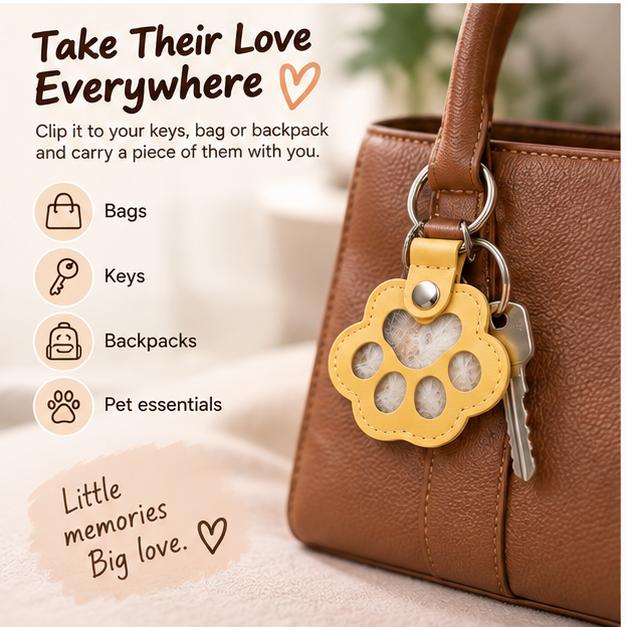 Pet Fur Keepsake Keyring – Paw-Shaped Memory Holder