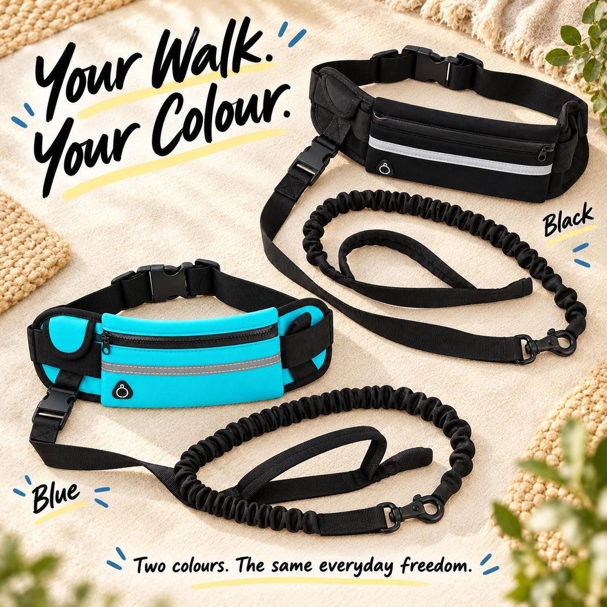 2-in-1 Hands-Free Dog Running Lead & Waist Pack