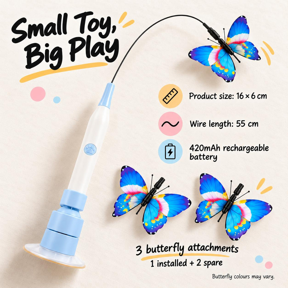 Automatic Butterfly Cat Toy – Rechargeable 2-in-1 Teaser