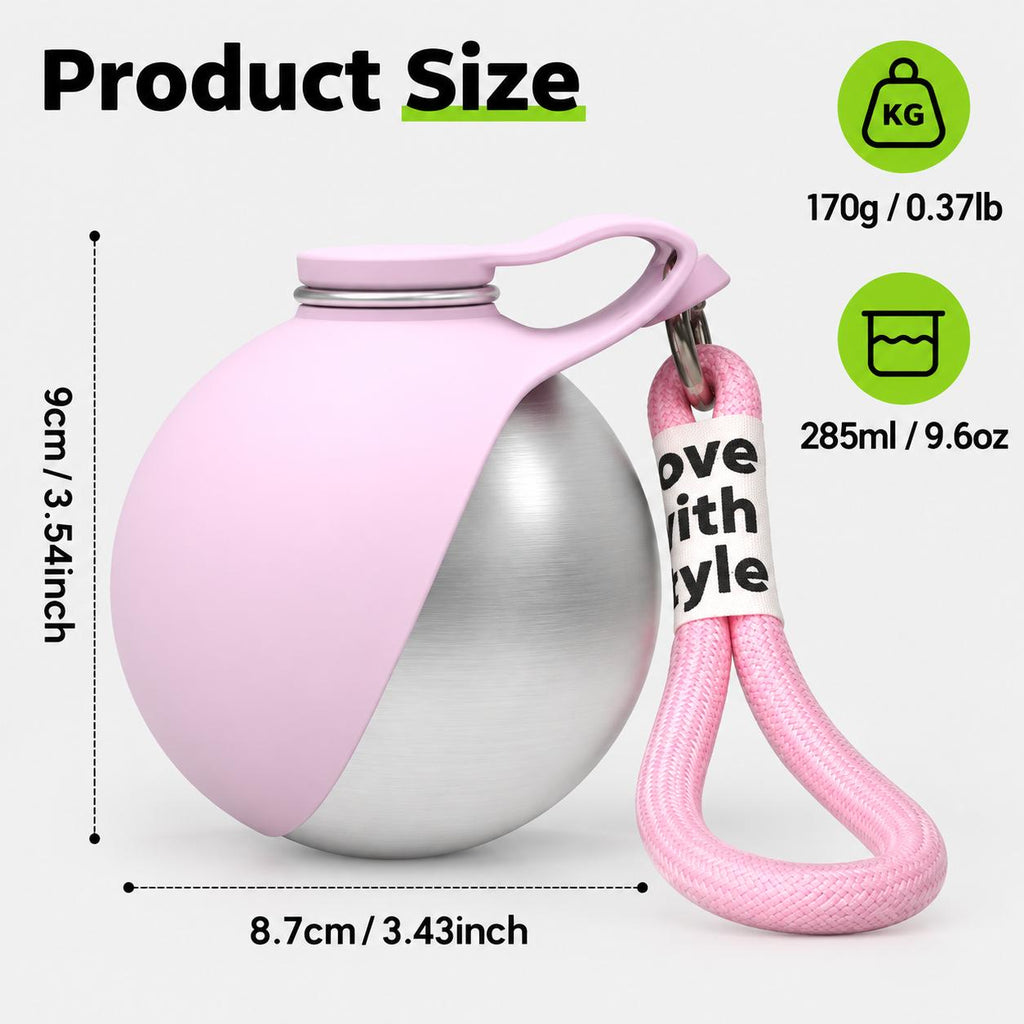 Portable Dog Water Bottle – 285ml Stainless Steel Travel Bottle