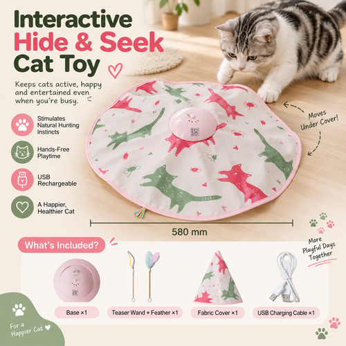 Automatic Interactive Cat Toy – Rechargeable Hide-and-Seek Toy