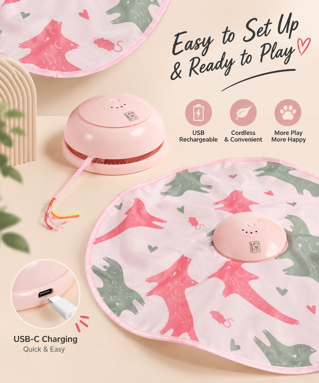 Automatic Interactive Cat Toy – Rechargeable Hide-and-Seek Toy